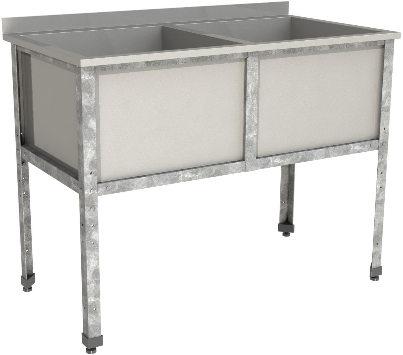 Ванна моечная двухсекционная с бортом Restoinox ВМС-2/4-Б-ЭЦ