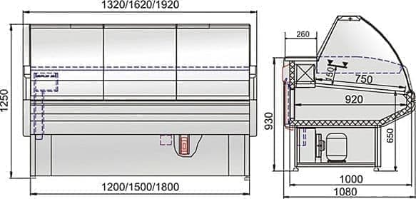 Витрина холодильная Golfstream Двина 150 ВСН, красная