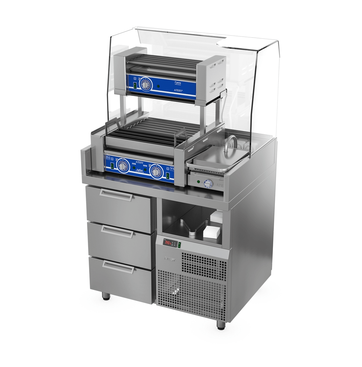 Станция для бургеров и хот-догов Atesy Бавария БХС -900.700-02 плюс