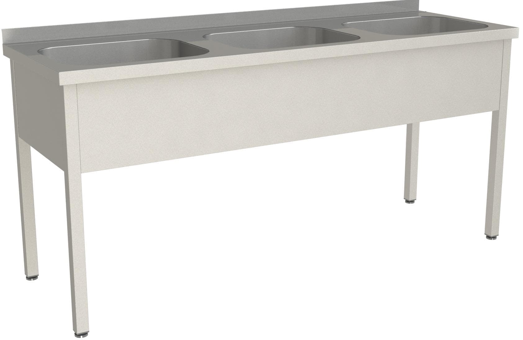 Ванна моечная трехсекционная цельнотянутая с бортом Restoinox ВМЦ-3/16/7-Б