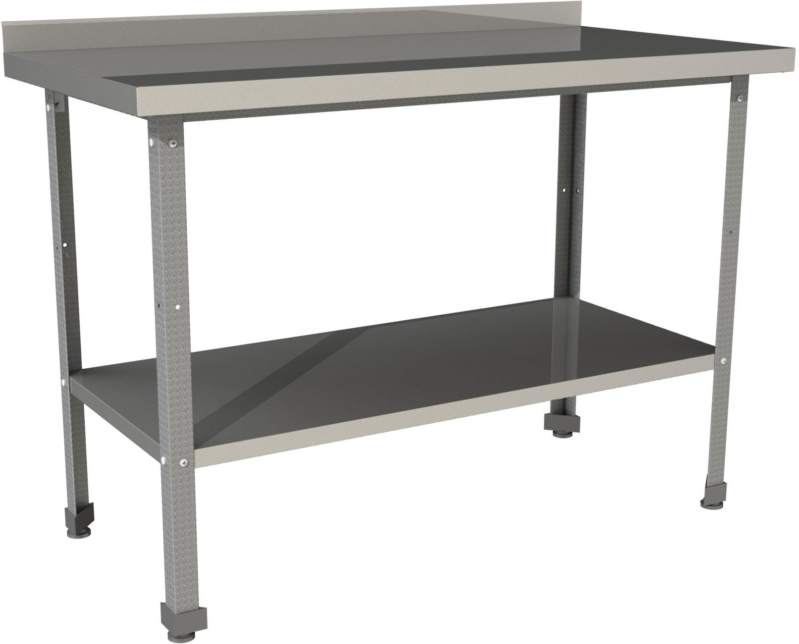 Стол производственный с бортом со сплошной полкой Restoinox СП-11/7-БП-ЭЦ