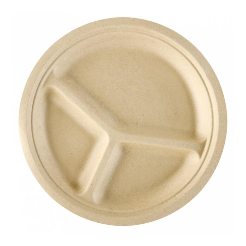 Тарелка-менажница Bionic трехсекционная 26 см, 150 шт, целлюлоза Garcia De Pou | 149.16