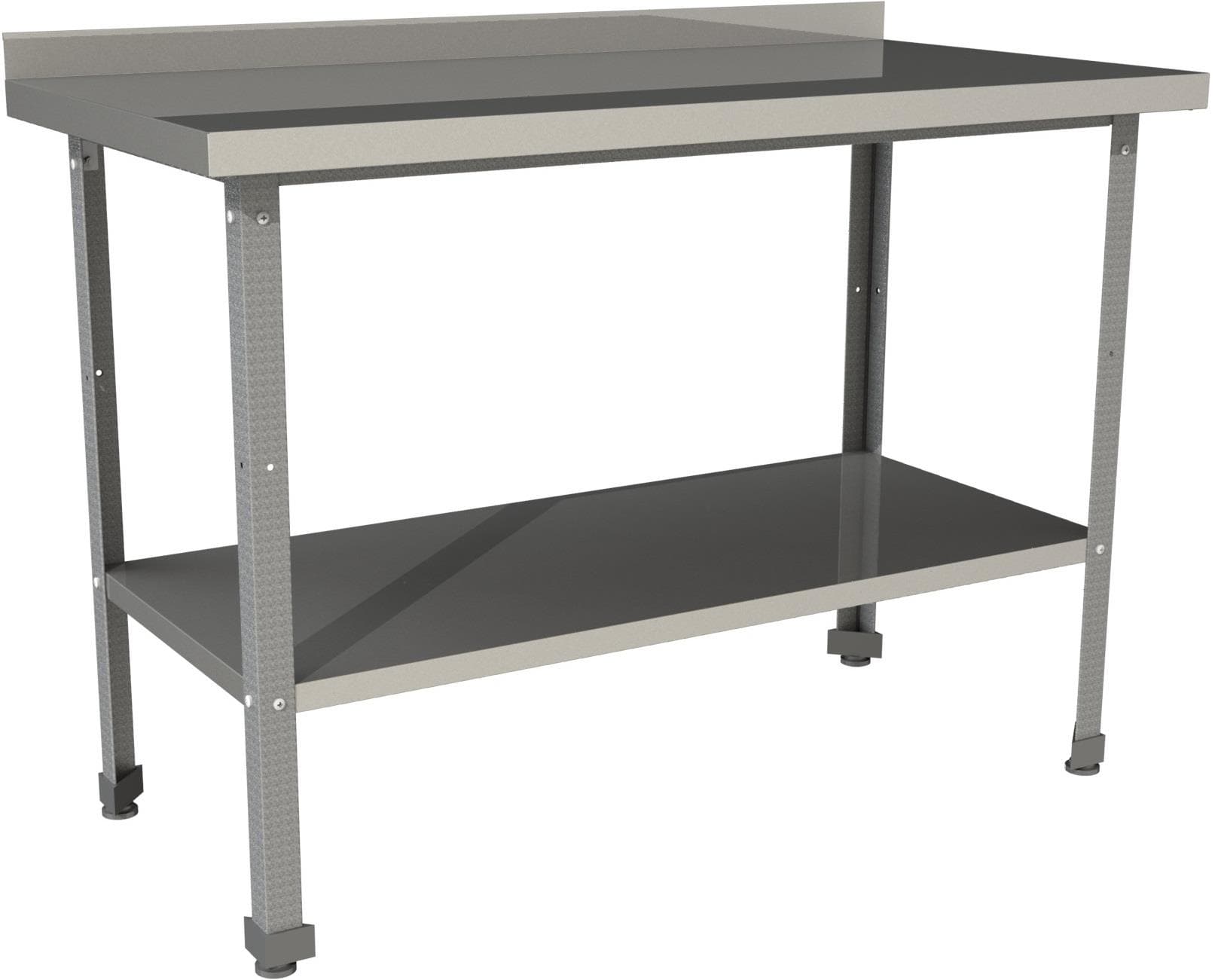 Стол производственный с бортом со сплошной полкой Restoinox СП-12/7-БП-ЭЦ