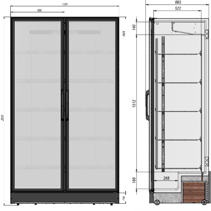Шкаф холодильный Briskly 11 (RAL 7024)