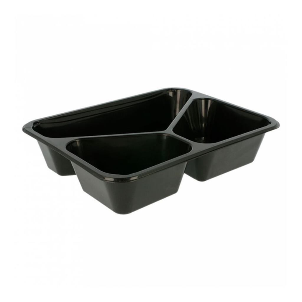 Контейнер трехсекционный, черный, СВЧ, 22,5х17,5х4,5 см, PP, 125 шт/уп Garcia De Pou | 160.42