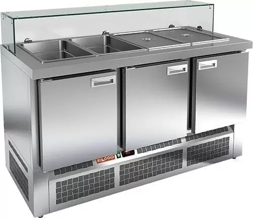 Стол холодильный (саладетта) Hicold SLE3_111GN с низким стеклом