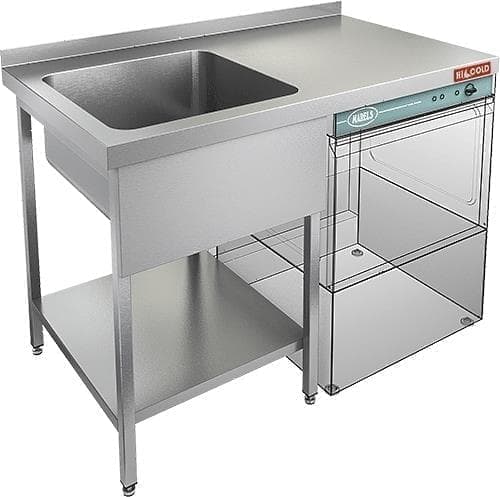 Ванна моечная с крылом под посудомоечную машину Hicold НСО1МП-12/7БЛ