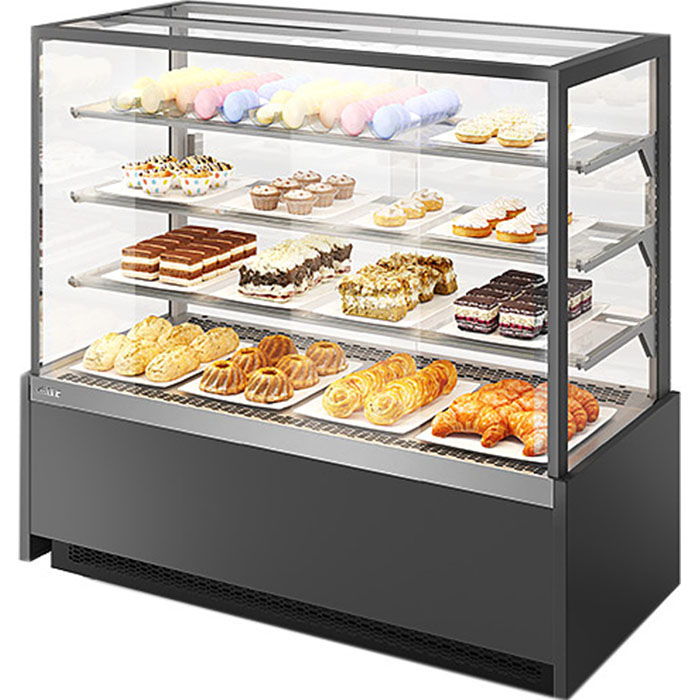 Витрина кондитерская Chilz VETE KUB LUX 90 серый матовый/шлифованная нержавейка