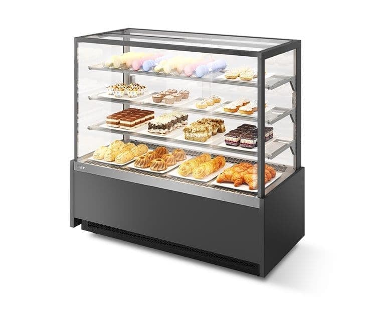 Витрина кондитерская Chilz Vete Kub 130 серый матовый/шлифованная нержавейка