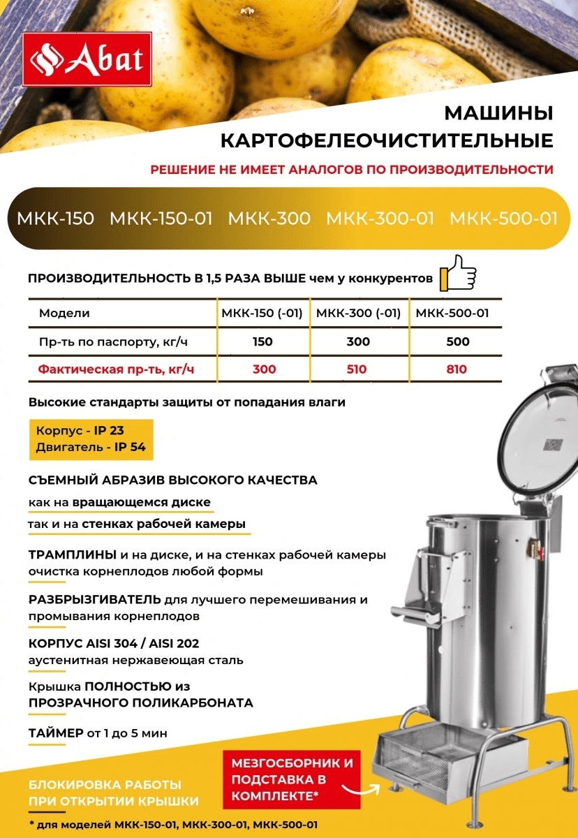 Картофелечистка Abat МКК-150-01 (41000209878)