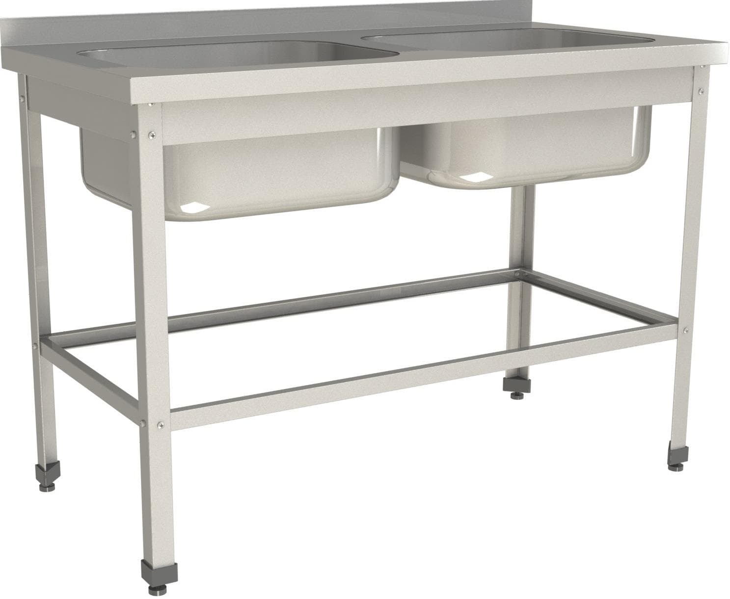 Ванна моечная двухсекционная цельнотянутая с бортом Restoinox ВМЦ-2/10/6-БО-ЭЦ