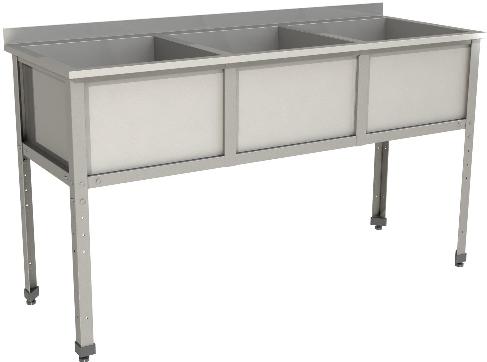 Ванна моечная трехсекционная с бортом Restoinox ВМС-3/7-Б-ЭН