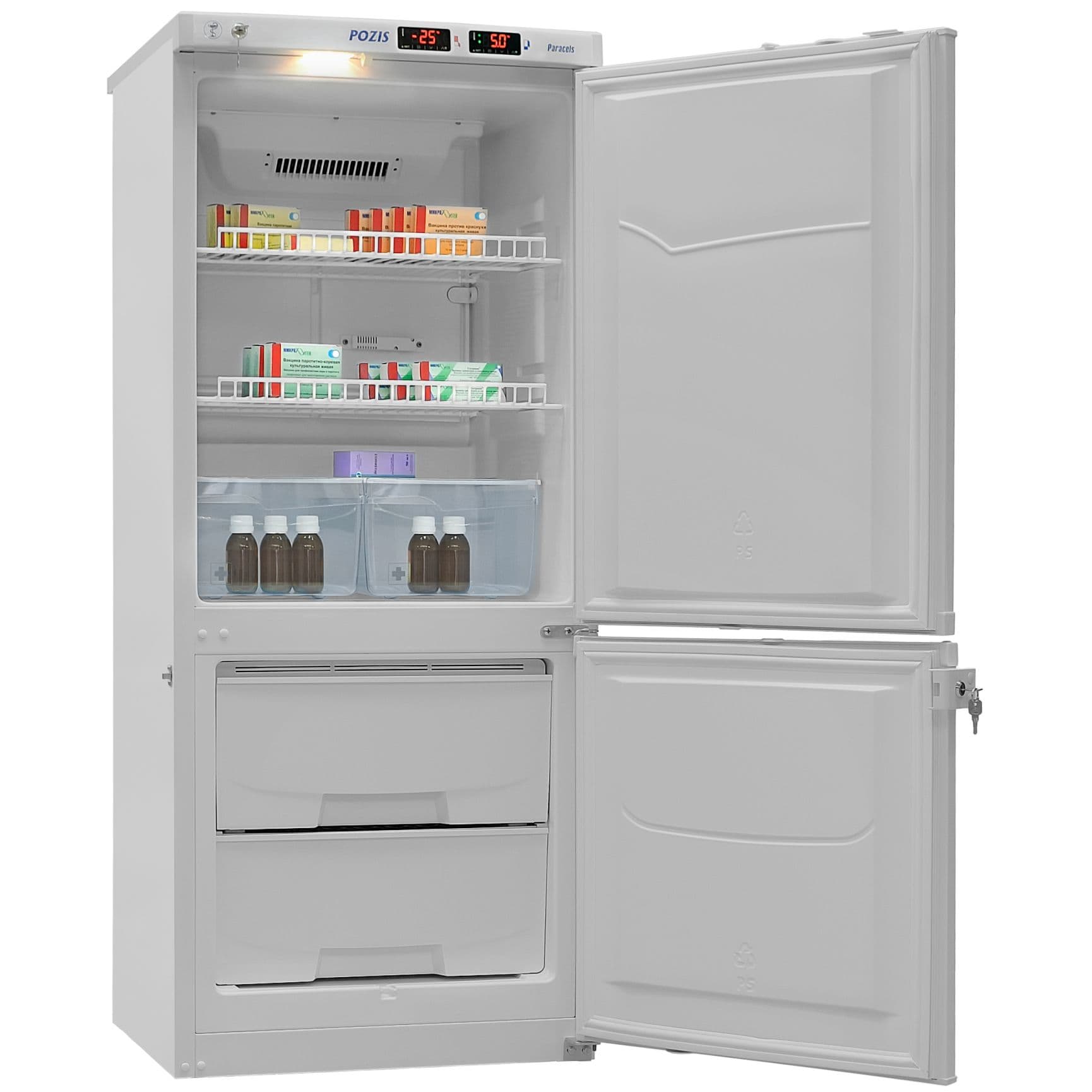 Шкаф комбинированный лабораторный Pozis ХЛ-250 (металл. дверь)