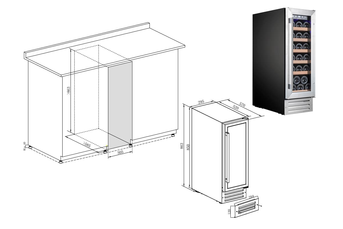Шкаф винный Temptech WPQ30SCS