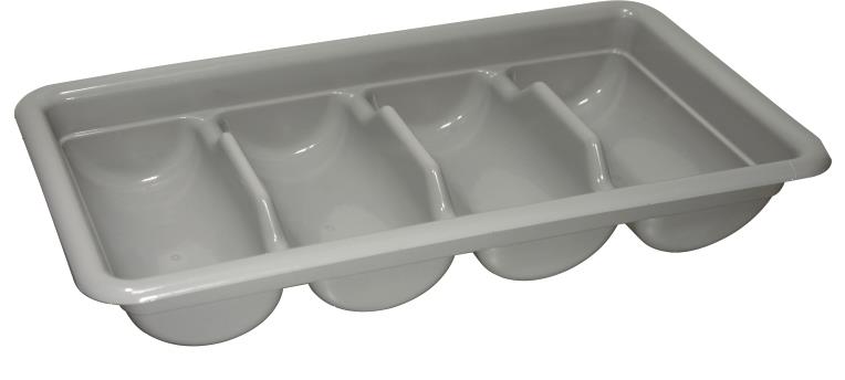 Емкость для столовых приборов 4 секции 52*28,5*9,5см серая, пластик MGSteel | KMCT1G