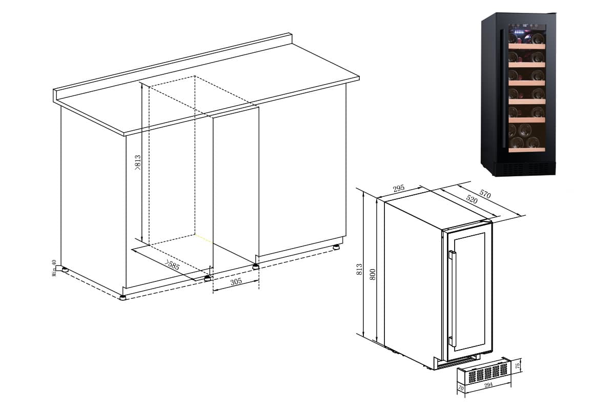 Шкаф винный Temptech PRESX30SB