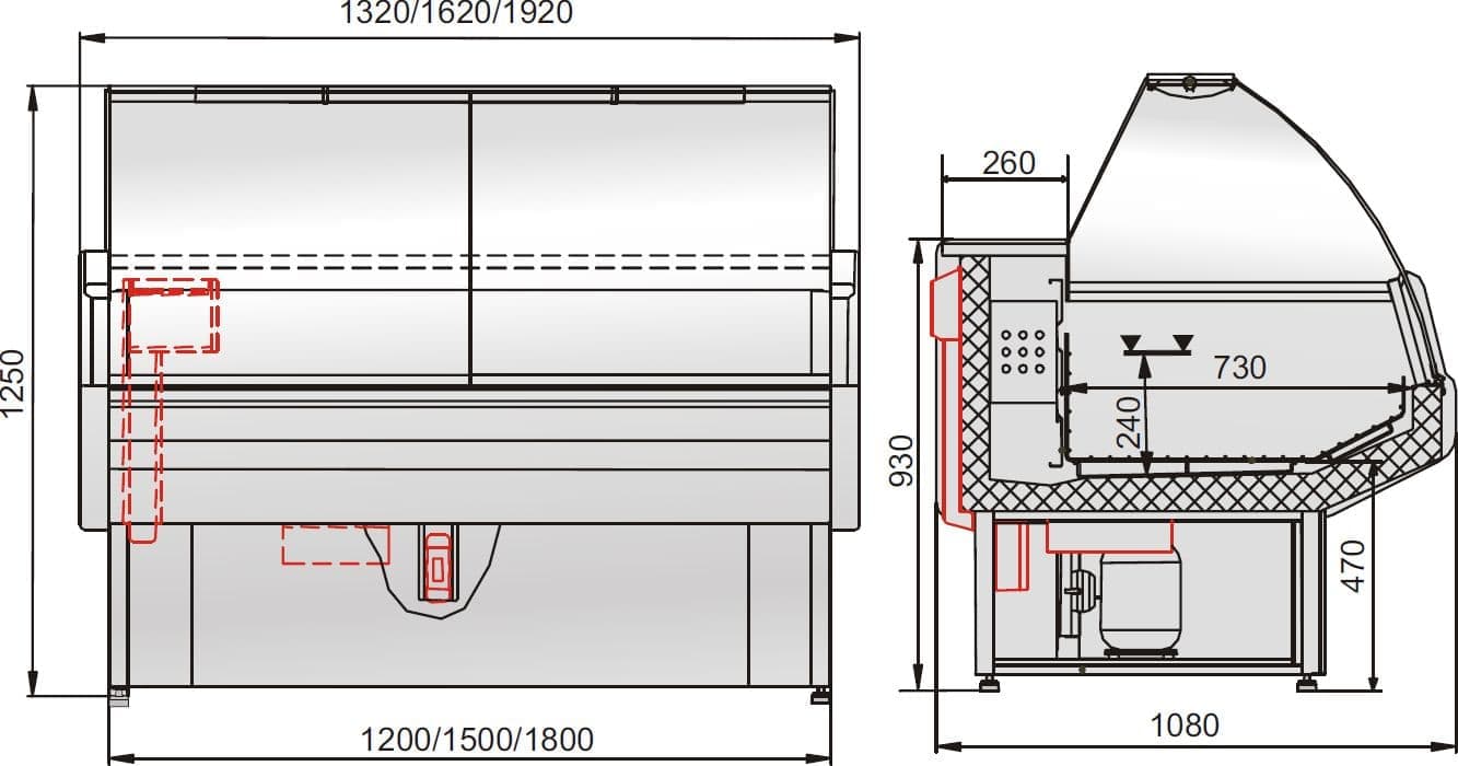 Витрина морозильная Golfstream Двина 180 ВН, красная