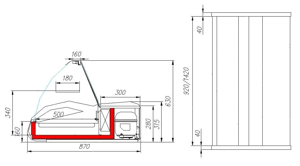 Витрина холодильная Carboma A87 SM 1,0‑1 (ВХС‑1,0 Арго) 0013-0430
