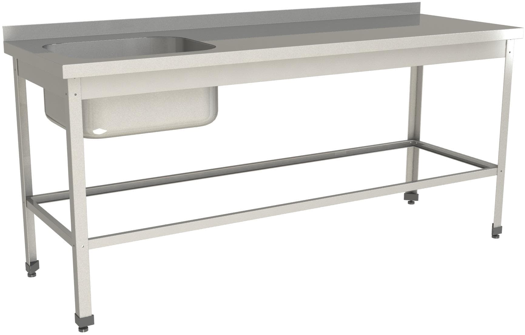 Стол с моечной ванной Restoinox ВМЦР/1-18/7-БЛО-ЭН с бортом