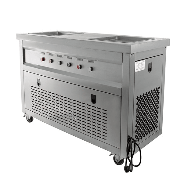 Фризер для жареного мороженого Foodatlas KCB-2F (стол для топпингов, 2 компрессора)