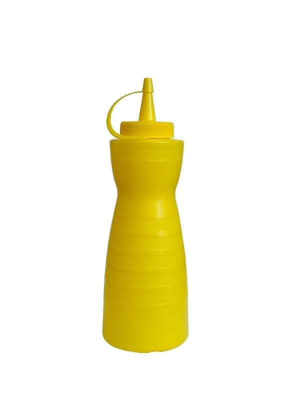 Емкость для соуса 375мл d=55мм h=215мм фигурная с крышкой желтая Мастергласс | 1747