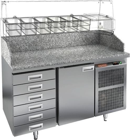 Стол холодильный (для пиццы) Hicold PZ4‑1/GN 6R (без витрины)