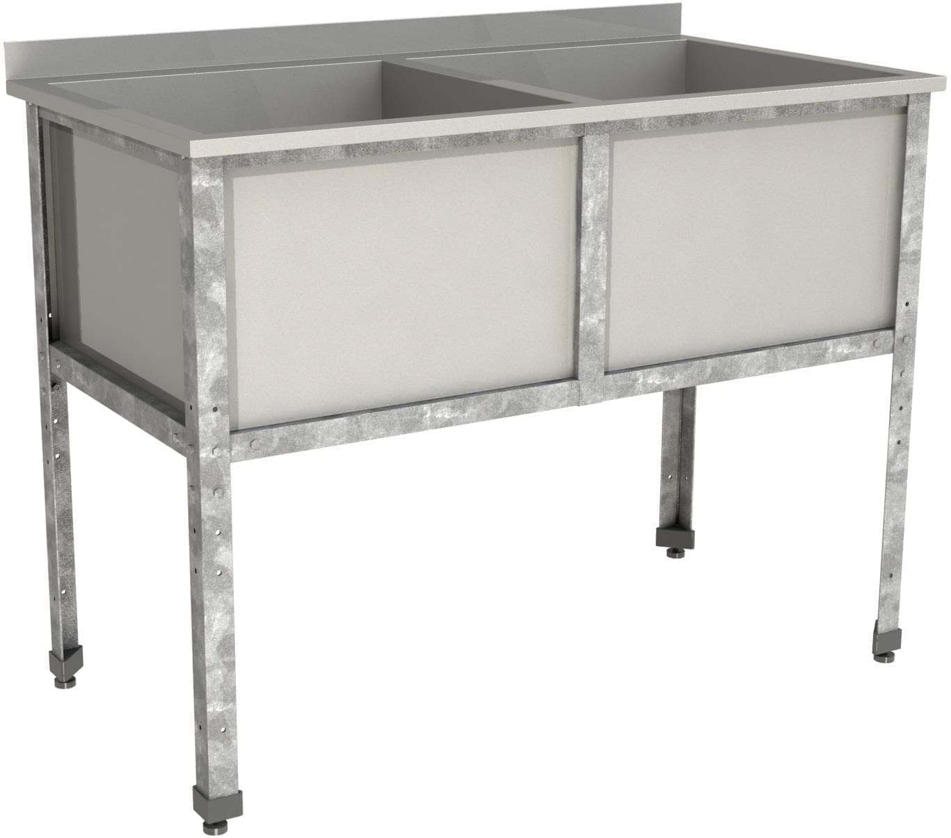 Ванна моечная двухсекционная с бортом Restoinox ВМС-2/5-Б-ЭК