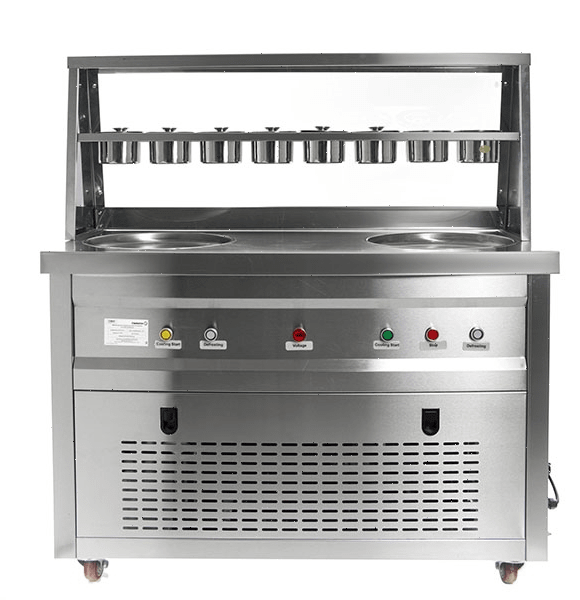 Фризер для жареного мороженого Foodatlas KCB-2Y (контейнеры, стол для топпингов, 2 компрессора)