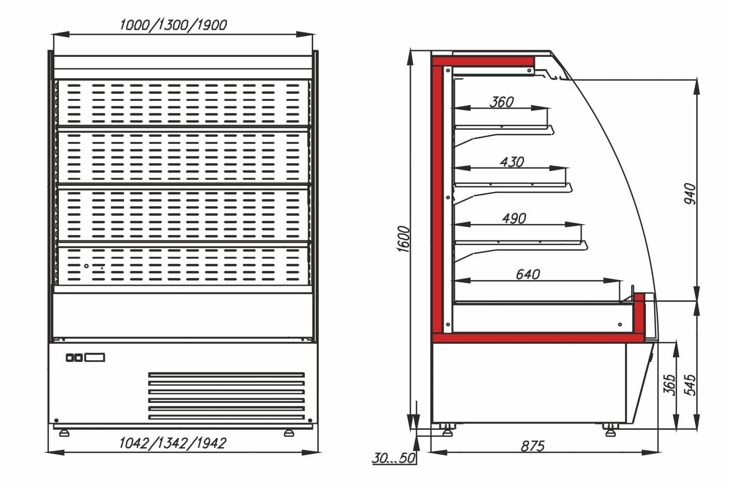 Витрина холодильная Carboma F16-08 VM 1,3-2 0020 стеклопакет (1600/875 ВХСп-1,3) 9005