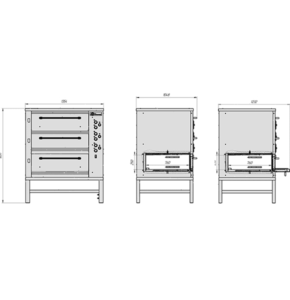 Печь хлебопекарная Восход ХПЭ-750/3 нерж в обрешетке