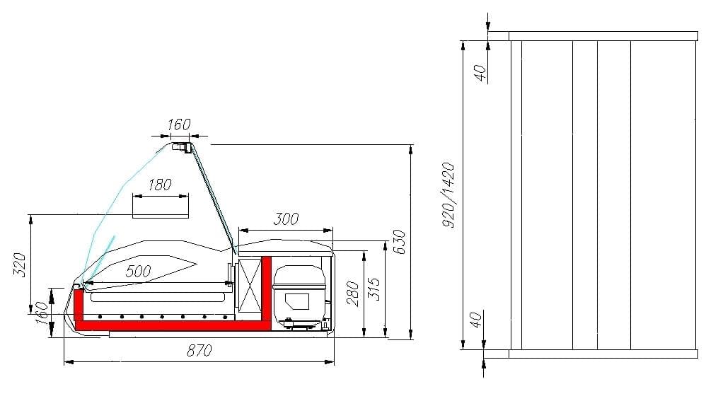 Витрина холодильная настольная Carboma A87 SV 1,5-1 (ВХСн-1,5 Арго) 0011-3020