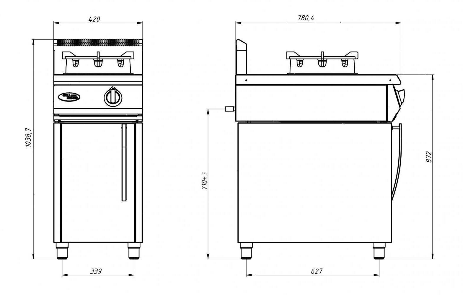Плита газовая WOK Grill Master Ф1ДГ/800 50044