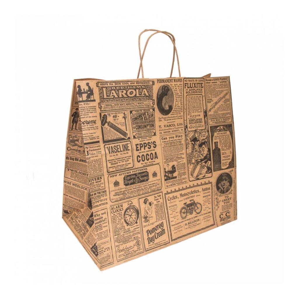 Пакет бумажный с ручками "Газета" 36+21х33,5 см, крафт-бумага, 1 шт Garcia De Pou | 222.29