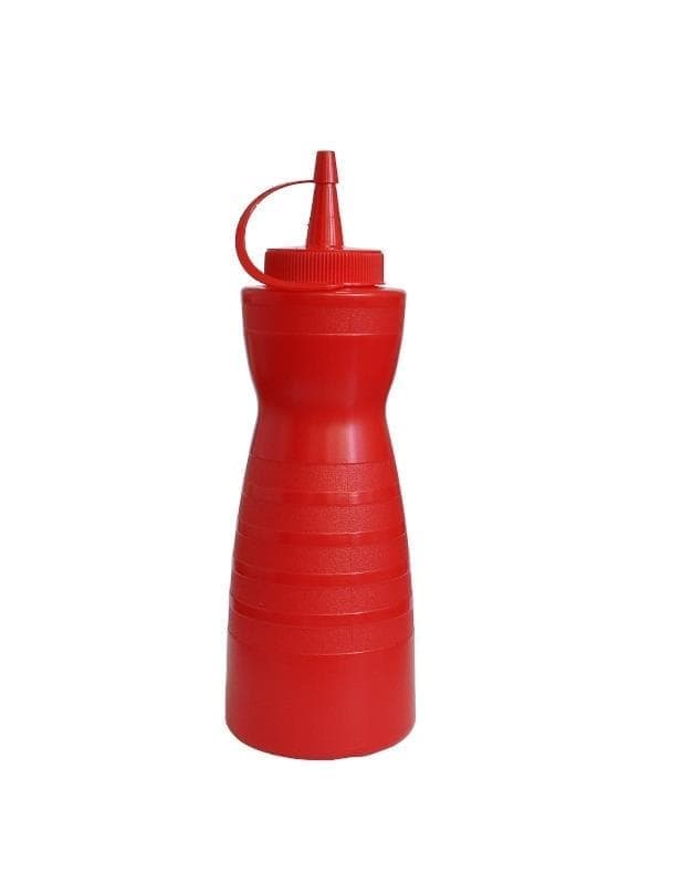 Емкость для соуса 375мл d=55мм h=215мм фигурная с крышкой красная Мастергласс | 1747