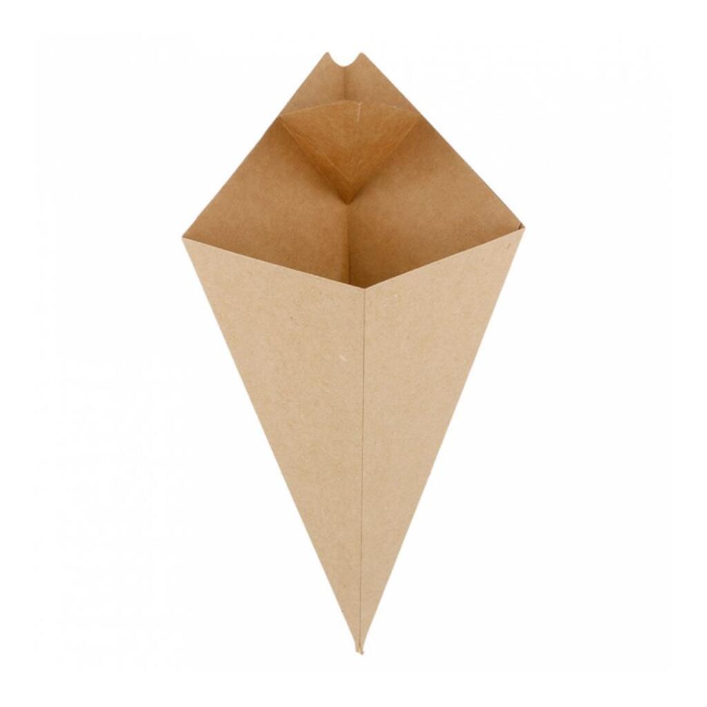 Кулек для фри/снеков с соусником 27х16 см, натуральный, 200 шт/уп, бумага Garcia De Pou | 169.16