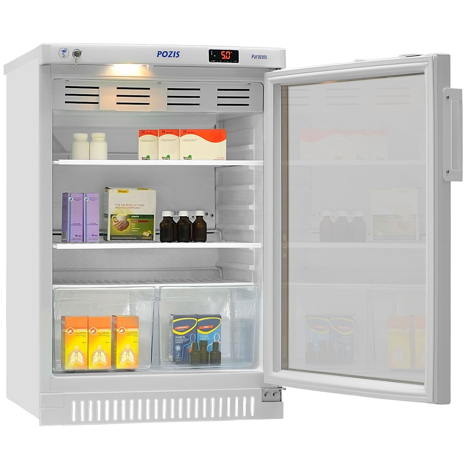 Шкаф фармацевтический Pozis ХФ-140 (тонир. стекло, новый блок)