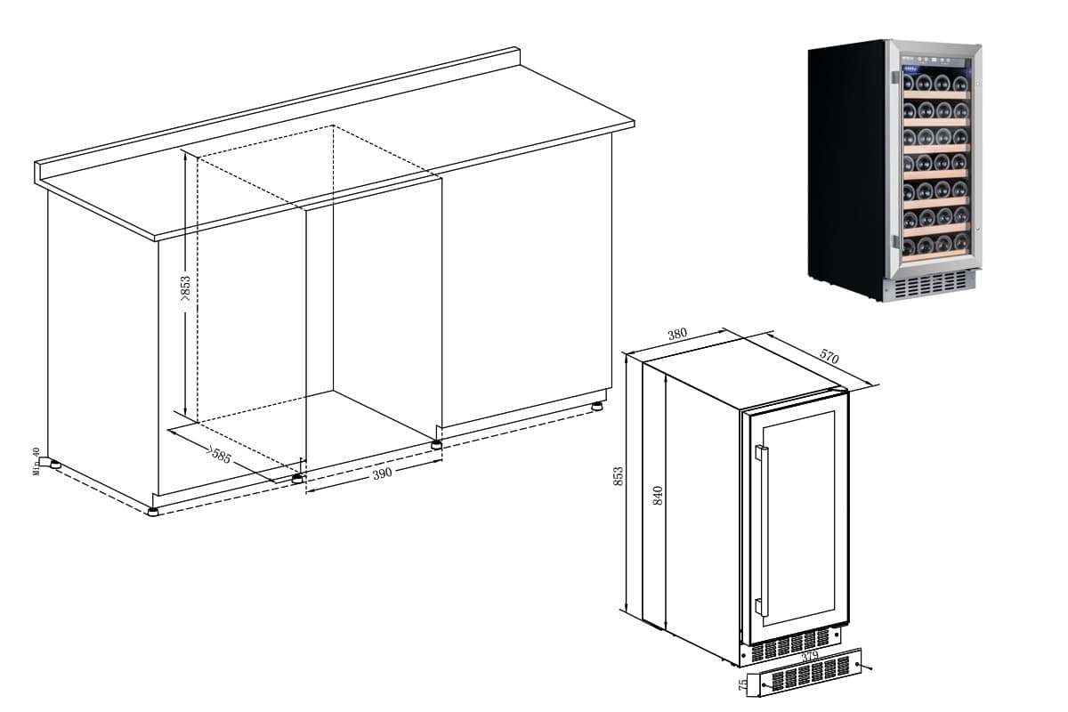 Шкаф винный Temptech WPQ38SCS