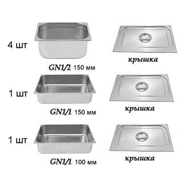 Комплект 6 гастроемкостей для мармита 2-х блюд Atesy Ривьера (1500мм) 295536