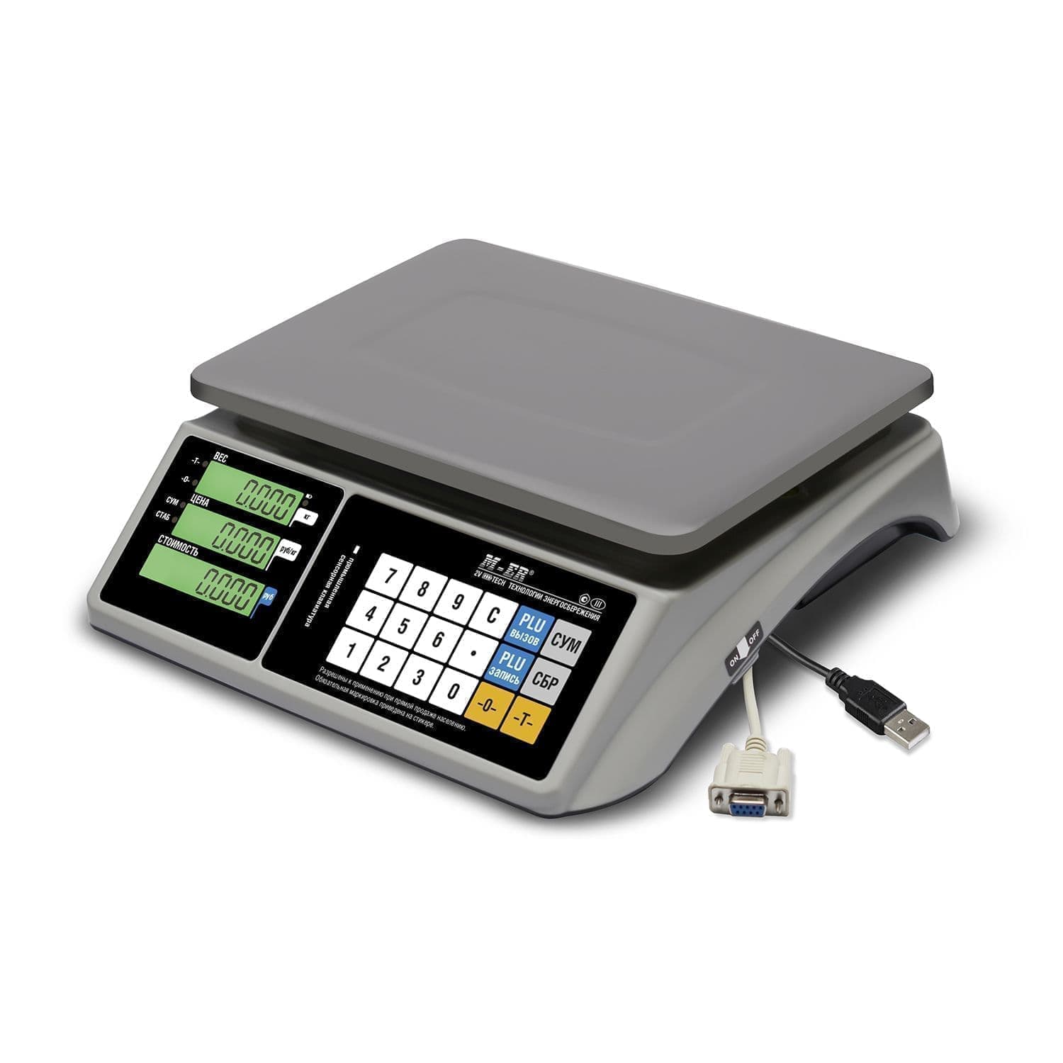Весы торговые настольные M-ER 328 C-15.2 LCD с RS-232 и USB без АКБ