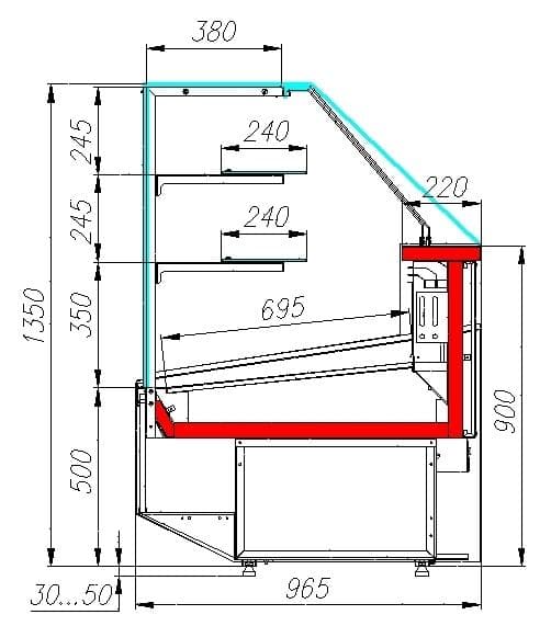 Витрина кондитерская Carboma KC95 SM 2,0-1 Белый глянец 1003