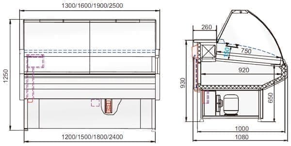 Витрина холодильная Golfstream Двина-150 ВС-0,53-1,13-1-4Х, красная
