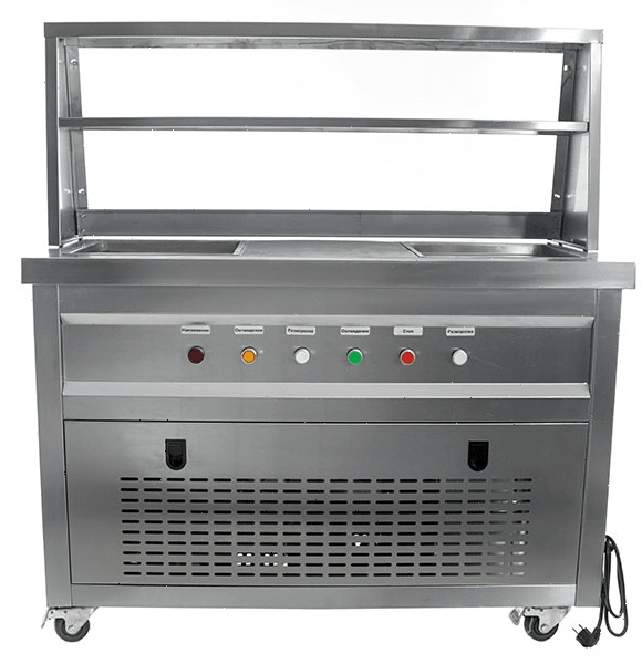 Фризер для жареного мороженого Foodatlas KCB-2F (контейнеры, стол для топпингов)