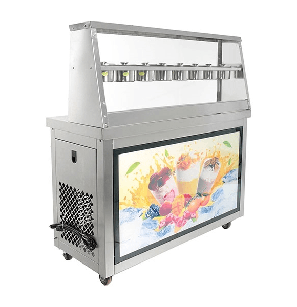 Фризер для жареного мороженого Foodatlas KCB-2Y (контейнеры, световой короб, стол для топпингов)