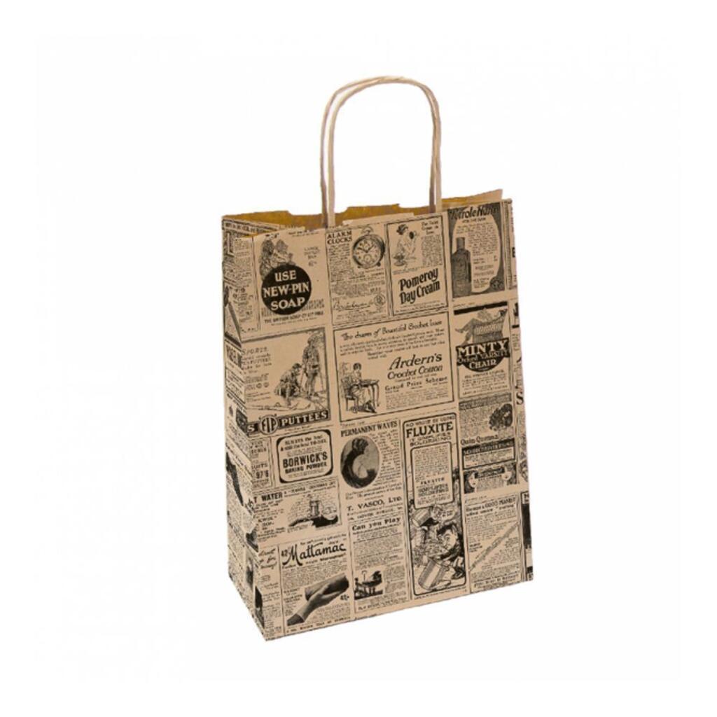 Пакет с ручками "Газета", 20+10х29 см, бумага Garcia De Pou | 214.37