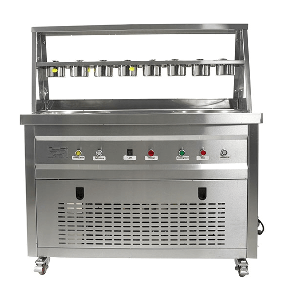 Фризер для жареного мороженого Foodatlas KCB-2Y (контейнеры, световой короб, стол для топпингов)