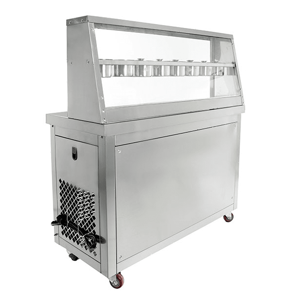 Фризер для жареного мороженого Foodatlas KCB-2Y (контейнеры, стол для топпингов, 2 компрессора)