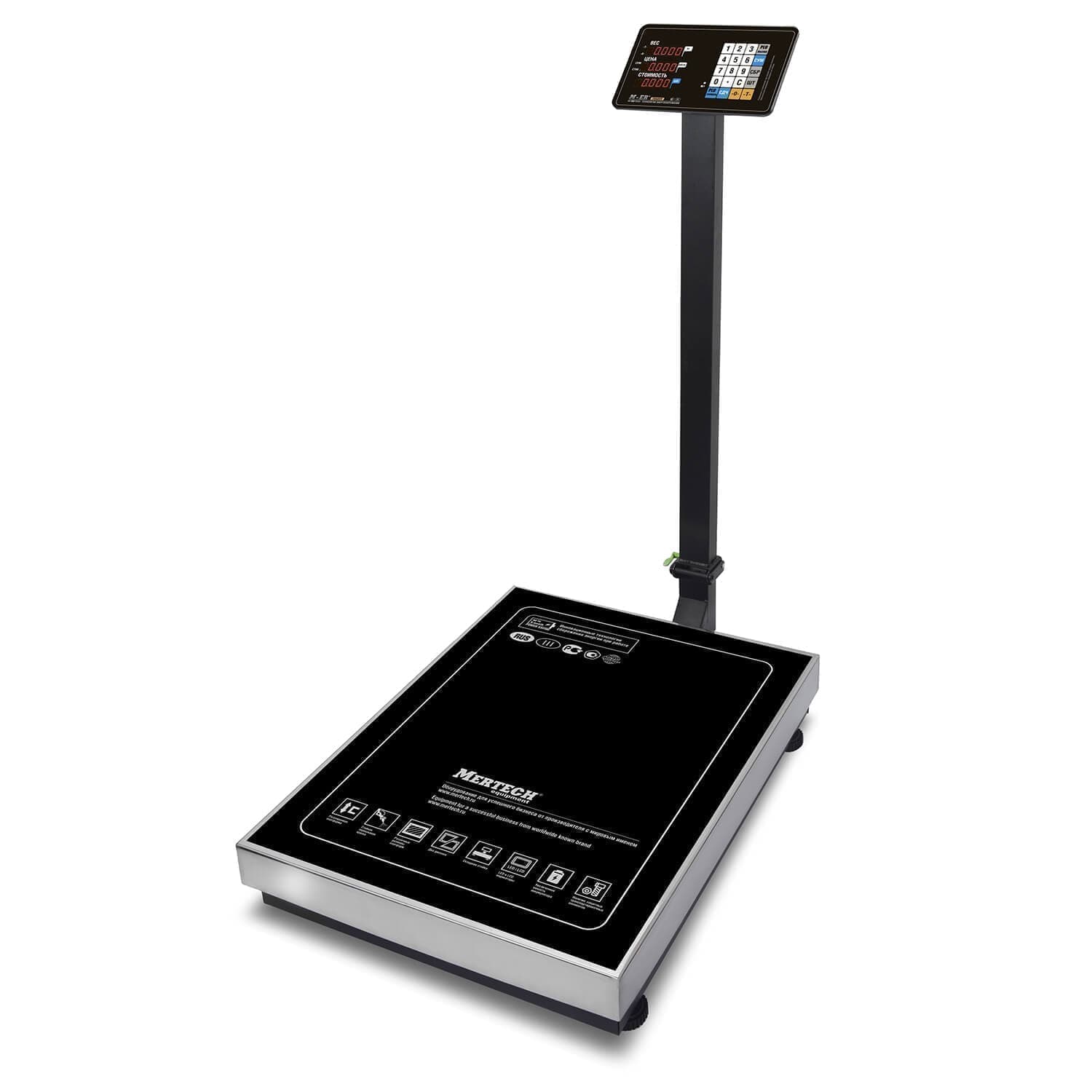 Весы торговые напольные M-ER 333 ACLP-300.50/100 "TRADER" расчет стоимости LED