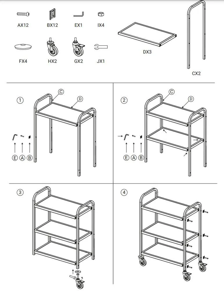 Тележка сервировочная Hurakan HKN-TS3