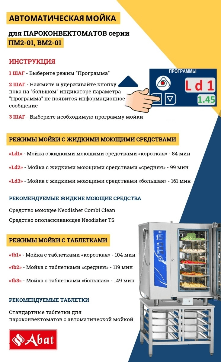 Пароконвектомат Abat ПКА 10-1/1ПМ2-01, автоматическая мойка (11000018918)