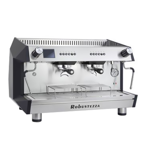 Кофемашина рожковая Robustezza BZA2E 220/380 высокие группы, экономайзер, дисп, подсв, черная/сталь